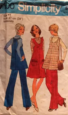 Vintage 1970s Sewing Pattern**Ladies MATERNITY Pinafore Dress Top & Trousers • £2.99