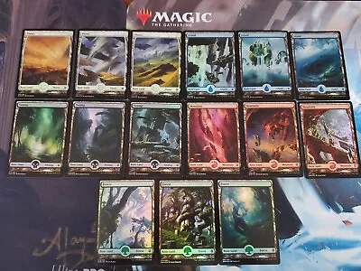 Mtg. Foil. Zendikar Rising Full Art Land Set. 15 Cards. 1 Of Each Art.  • $14.99