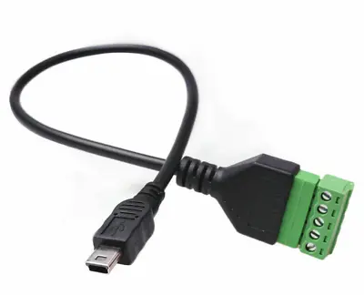 Mini USB 5 Pin Male To 5 Pin Female Bolt Screw Shield Terminal Cable - 0.3m • £5.95