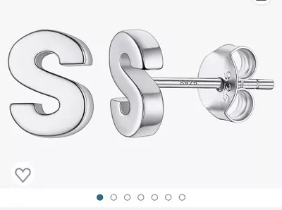 PROSILVER ‘Letter S Earrings S925 Sterling Silver Name Stud Earrings • £6