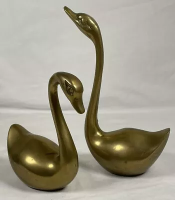 Vintage Set Of 2 Small Brass Swans (Korea) • $15