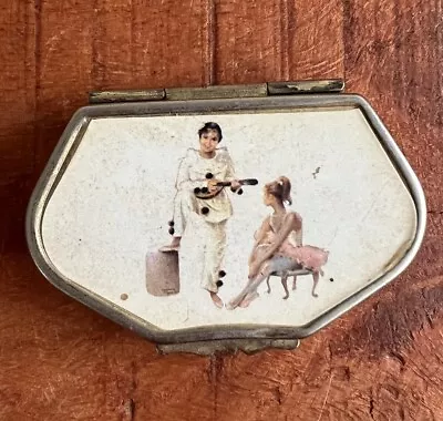 Vintage  Pill Box With Court Jester And Ballerina 5.5cm • $17