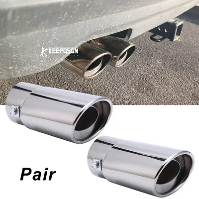 2x Car Stainless Steel Rear Exhaust Pipe Tail Muffler Tip Round For Volvo XC90 • $27.99