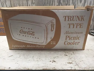 Vintage Coca Cola Trunk Aluminum Picnic Cooler Original Empty Cardboard Box • $45