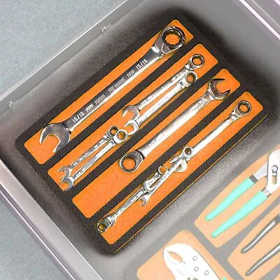 Tool Drawer Organizer 15x10 Wrench Holder Insert Orange Black Foam 4 Pockets • $23.98