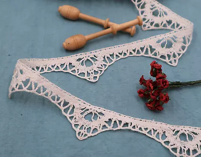 Antique French Bobbin Lace Ribbon Linen Handmade Trim Dentelle Du Le Puy Vintage • $9.86