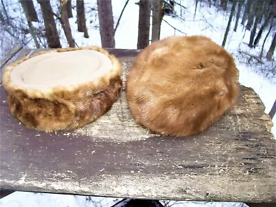 2 Ladies Honey Blond Real Mink Fur Hats ~ Vintage ~ Deborah Exclusive - Glenover • $14.95