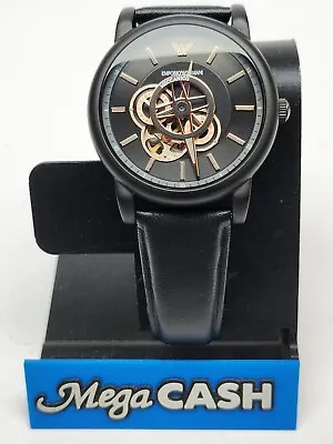 Emporio Armani - Meccanico Skeleton Retro Black Watch AR60012 • $229