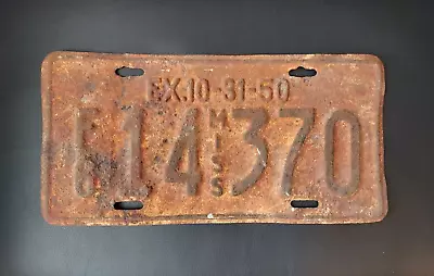 Vintage 1949-50 F6 Mississippi License Plate Tag # 14 370 Original • $39