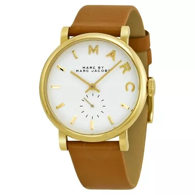 Marc Jacobs Baker White Dial Tan Leather Band Quartz Ladies Watch MBM1316 • $102.86