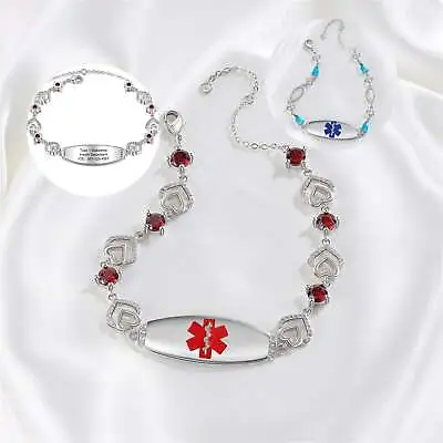 Custom Women Medical BraceletMedical JewelryGemstone BraceletEngraved • £33.60