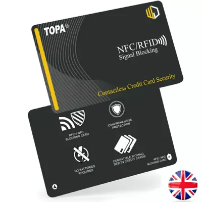 TOPA RFID Signal Blocking Card. Credit & Debit Card Blocker Protector UK Stock • £2.49