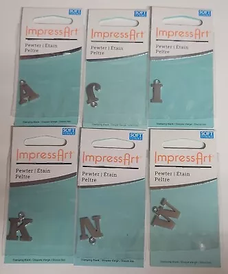 Lot Of 6 Impress Art Pewter Pendant Letter Blanks- Metal Stamping Jewelry Making • $9.98