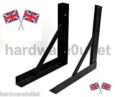 2 REINFORCED GALLOWS Shelf BRACKETS 50 X 50 X 3 Plain & Black Powder Coated ZB • £28.80