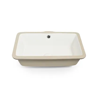 Rectangle Undermount Ceramic Gloss White Basin / Bathroom Sink With Overflow • $185