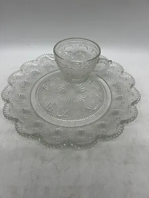 $39.95 • Buy Vintage Brockway Glass AMERICAN CONCORD Clear 8 Piece Set 4 Plates 4 Cups