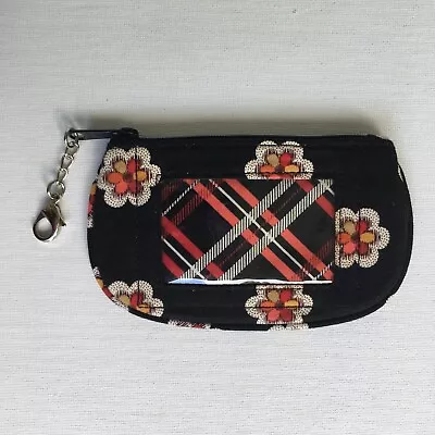 Vera Bradley Clip Zip ID Holder Coin Purse Card Case Pirouette Black/Red Floral • $12