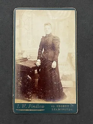 CDV Lady Stood At Davenport Desk By Findlow Leamington Victorian Fashion Photo • £2.95