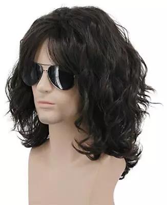 Karlery California 70s 80s Rocker Wig Men Women Long Curly Dark Brown Hallowe... • $33.25