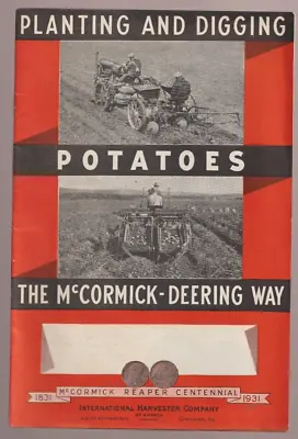 Rare 1931 Mccormick-deering Potato Planters & Diggers 24 Page Adver. Brochure • $29.95