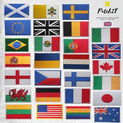 £2.19 • Buy National Country Flag Patch To Iron On/Sew On Embroidered Cloth Patch/Badge