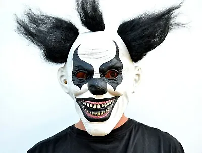 $21.99 • Buy Scary Halloween Clown Mask With Hair Costume Party Black & White Clown