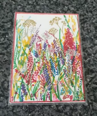 Aceo Acrylic Ink Wildflowers New Original 2024 By Yvette In Clear Seal On Card • £3.50