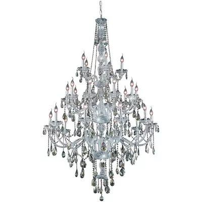 Large Chrome Golden Teak Crystal Chandelier Foyer Dining Room 25 Light Fixture • $3411