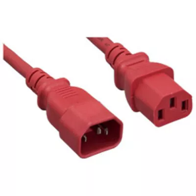 Computer / Monitor Power Extension Cord Red C13 To C14 14AWG15 Amp 2 Foot • $13.09