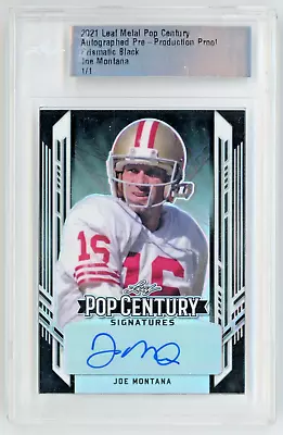 1/1 BLACK Joe Montana 2021 Leaf Pop Century Autograph Pre-Production Proof Auto • $23.50