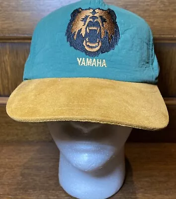 Vintage Retro Yamaha Motors Bear Green & Yellow Baseball Ball Cap Hat ATV • $14.99