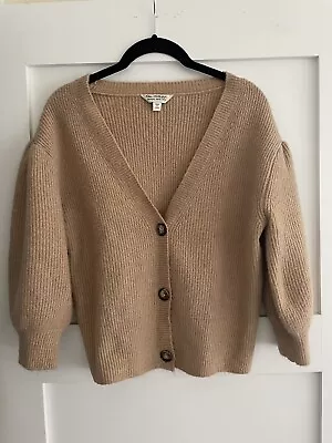 Miss Selfridge Tan Short Sleeve V-neck Cardigan Sweater- Medium/ Size 8-10 • $18