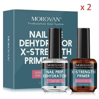 2 Packs Morovan Nail Prep Dehydrator And Nail Primer X-strength Acrylic Powder • $9.99