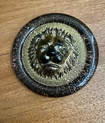 Murano Glass Lion’s Head Paperweight Gambaro Poggi Black Gold Venice Italy • $81.79