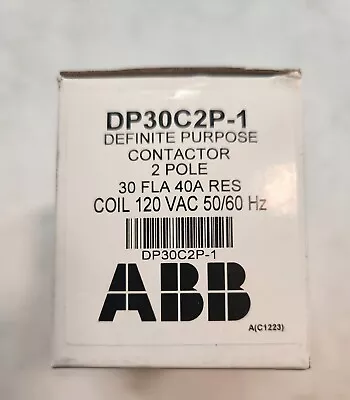 ABB - DP30C2P-1 - Definite Purpose Contactor - 2 Pole - 120 VAC - 50/60 Hz • $29.99