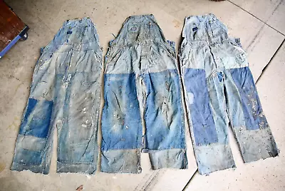 Vintage Oshkosh B Gosh Overalls Denim Workwear Bibs Mens Patchwork Thrashed 50s • $249.99