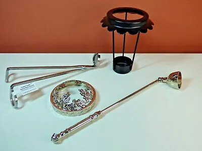 Candle Accessories Lot Of 4 - Snuffer - Wick Trimmer - Topper - Tea Light Holder • $19.99