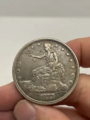 1877 Trade Silver Dollar Looks XF! Nice Toning! Very Rare! • $335