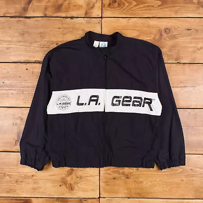 Vintage L.A. Gear Windbreaker Jacket L 80s Spell Out Black Zip • £26.99