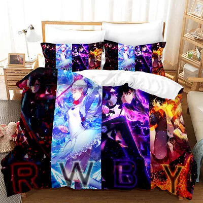 RWBY Anime Duvet Cover Bedding Set 3-Piece Comforter Cover &2 Pillowcases Gift • $58.89