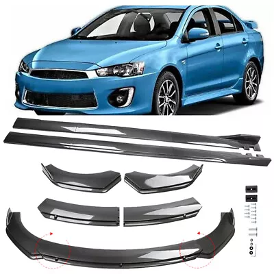 Carbon Fiber Front Bumper Lip Spoiler Body Kit Side Skirt For Mitsubishi Lancer • $159.99