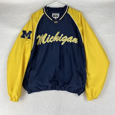Vintage 90s Michigan Wolverines U Of M Pullover Windbreaker Jacket Mens Size L • $24.88