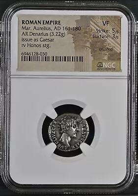 Roman Empire - Marcus Aurelius - AD 161-180 - Silver Denarius - NGC VF - RIC:429 • £185