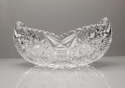 £59.99 • Buy Bohemian Crystal Brilliant Cut Large Kidney Bowl 11 1/4  28.6 Cm Tall Stunning 