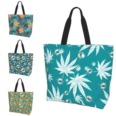 Miami Dolphins Women's Leaf Print Shopping Bag Women's Handbag Fan Gift • $15.99