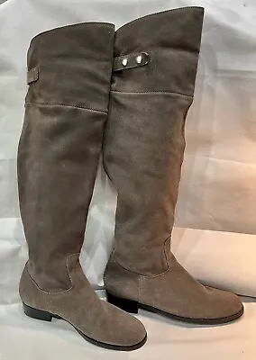 Gabriella Rocha Grey Suede Thigh High Boots Full Zip Back Size 8 - 8.5 • $55