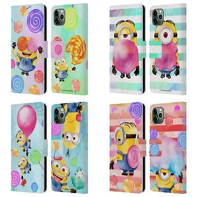 DESPICABLE ME WATERCOLOUR MINIONS LEATHER BOOK CASE FOR APPLE IPHONE PHONES • $22.95