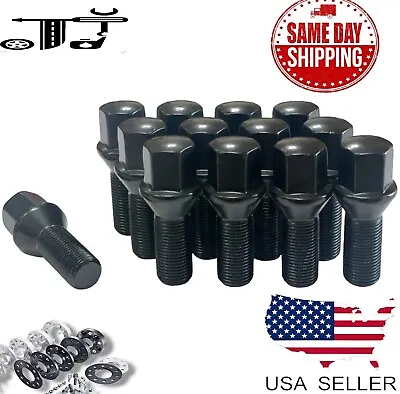 20Pc Black 14x1.5 Cone Seat Lug Bolt 28mm Shank Fit Volkswagen Aftermarket Wheel • $26.67