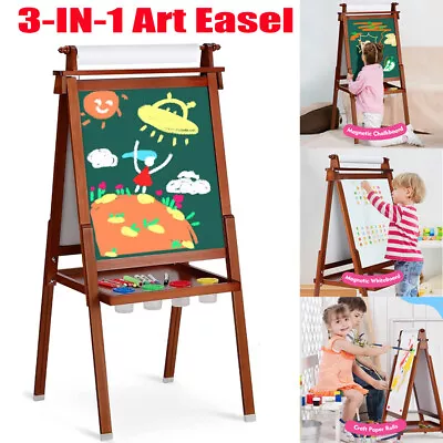 Adjustable 3In1 Double Side Baby Kids Child Art Easel Wooden Chalk Drawing Board • $59.99