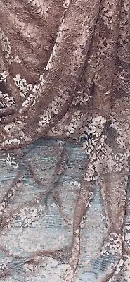 Dusty Pink Floral Scallop Chantilly Lace Fabric 58'' PRICE PER METER • £11.99